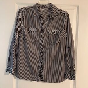 Black and White Striped womens Shirt